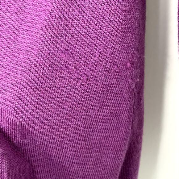 Eileen Fisher Purple Merino Wool One Button Collared Long Cardigan Sweater M - Picture 7 of 8